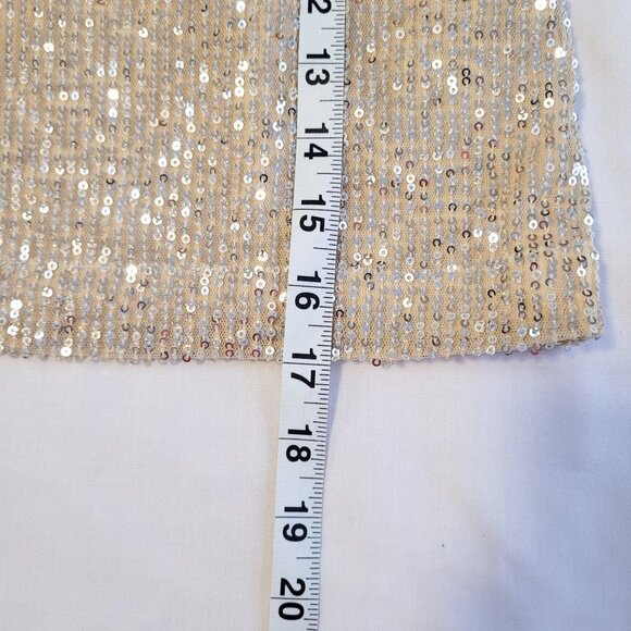 French Connection Gold Sequin Mini Skirt, Christmas Party Skirt, Size Xs - Picture 10 of 11
